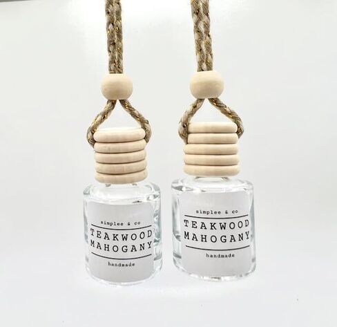 Teakwood and Mahogany Car Air Hanging Essential Oil Diffuser, Car Air Freshener Diffuser with Long Lasting Essential Oils, Aromatherapy Vehicle Diffuser, Long Lasting by Simplee Goods, Clear in Saudi Arabia