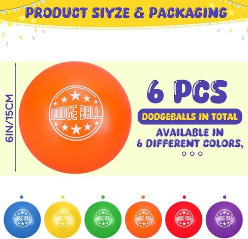 مجموعة Jerify 6 قطع من كرات دودج بول الإسفنجية بمقاس 6 بوصات من إسفنج الجلد الناعم، كرات دودج بولز كبيرة الحجم، إسفنج منخفض الكثافة للمعدات الرياضية غير اللدغة للأطفال والكبار in Kuwait