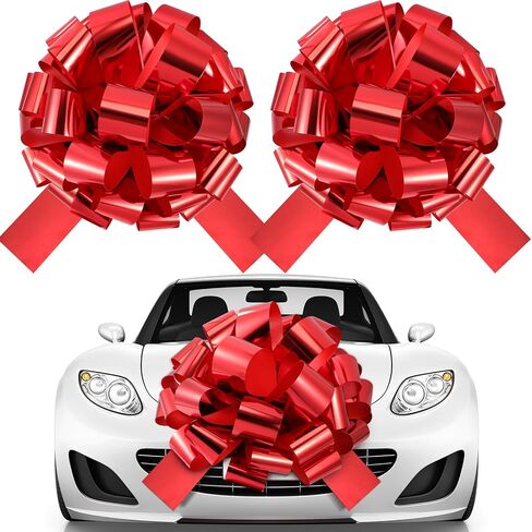 Norme 2 حزمة 26 بوصة عيد الميلاد سيارة القوس اضافية كبيرة سحب القوس كبير التفاف القوس للهدايا ضخمة الأقواس الحمراء للسيارات ديكور فراشة شكل هدية القوس للمنازل هدية كبيرة القوس القوس السيارة العملاقة in Kuwait