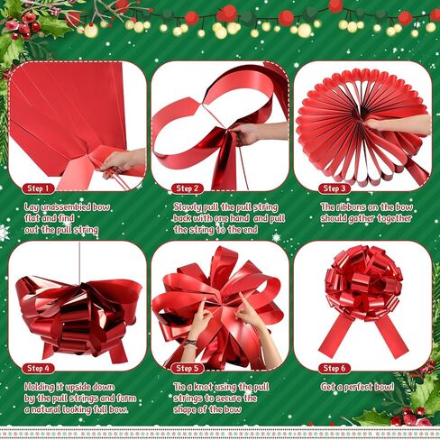 Norme 2 حزمة 26 بوصة عيد الميلاد سيارة القوس اضافية كبيرة سحب القوس كبير التفاف القوس للهدايا ضخمة الأقواس الحمراء للسيارات ديكور فراشة شكل هدية القوس للمنازل هدية كبيرة القوس القوس السيارة العملاقة in Kuwait