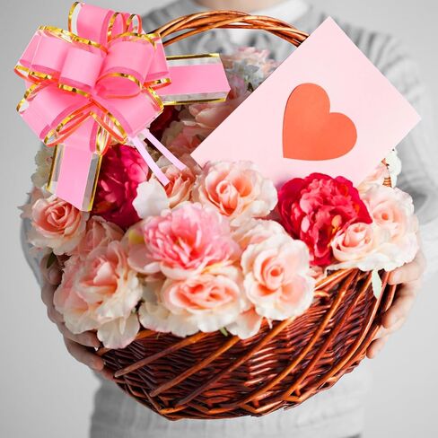 6 Inch Bows for Gift Wrapping 10Pcs Pull Bows Ribbon Pull Bows for Christmas Wedding Bouquet Baskets Packaging Decor(Pink) in Saudi Arabia