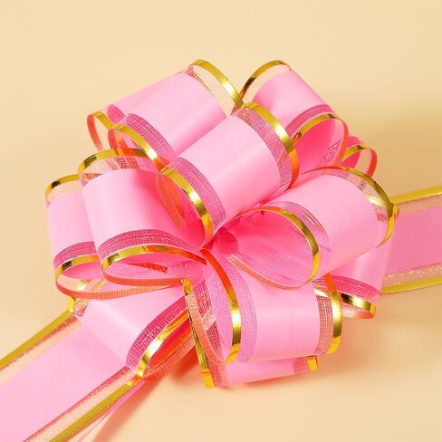 6 Inch Bows for Gift Wrapping 10Pcs Pull Bows Ribbon Pull Bows for Christmas Wedding Bouquet Baskets Packaging Decor(Pink) in Saudi Arabia