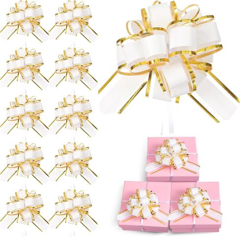 6 Inch Bows for Gift Wrapping 10Pcs Pull Bows Ribbon Pull Bows for Christmas Wedding Bouquet Baskets Packaging Decor(Pink) in Saudi Arabia