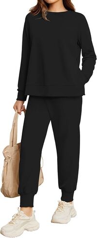 Womens 2 Piece Outfit Tracksuits Fall Long Sleeve Side Zipper Sweatshirt Sweatpants 2024 Casual Lounge Sets in Saudi Arabia