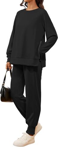 Womens 2 Piece Outfit Tracksuits Fall Long Sleeve Side Zipper Sweatshirt Sweatpants 2024 Casual Lounge Sets in Saudi Arabia