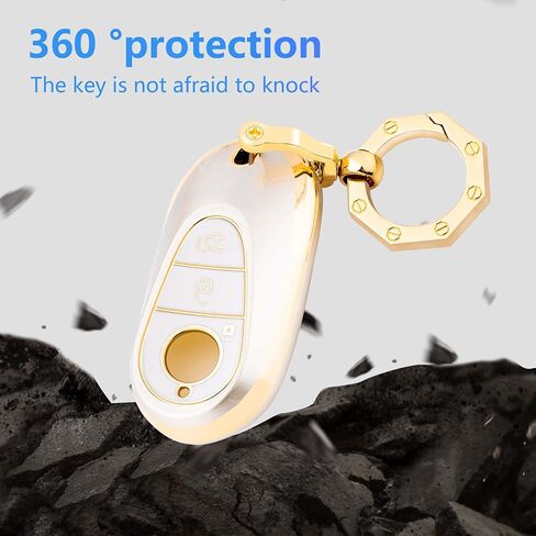 غطاء YHC لسيارة Mercedes Benz Key Fob مع سلسلة مفاتيح ذهبية تناسب فئة E S G in Saudi Arabia