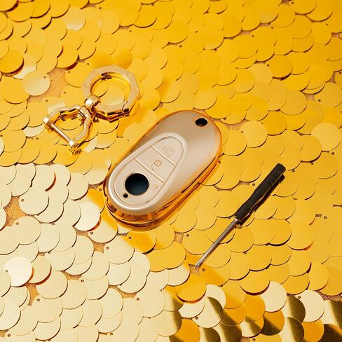 غطاء YHC لسيارة Mercedes Benz Key Fob مع سلسلة مفاتيح ذهبية تناسب فئة E S G in Saudi Arabia