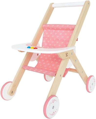 Hape Babydoll Stroller Toddler Wooden Doll Play Furniture Pink, L: 17.5, W: 12.8, H: 20.2 inch in Saudi Arabia