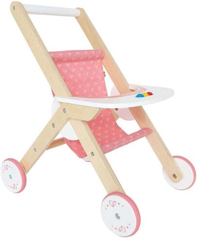 Hape Babydoll Stroller Toddler Wooden Doll Play Furniture Pink, L: 17.5, W: 12.8, H: 20.2 inch in Saudi Arabia