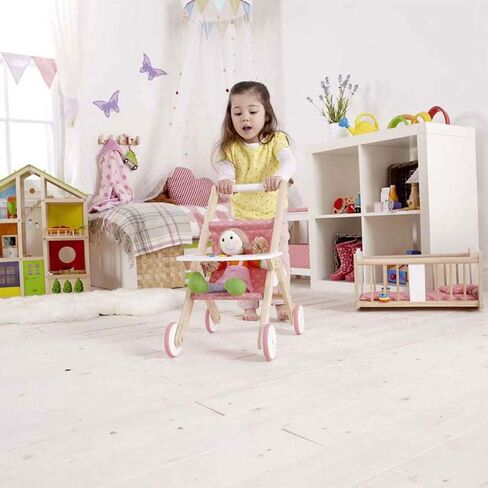Hape Babydoll Stroller Toddler Wooden Doll Play Furniture Pink, L: 17.5, W: 12.8, H: 20.2 inch in Saudi Arabia