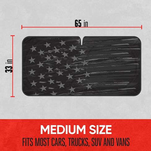 Motor Trend USA Vintage Flag Car Windshield Sun Shade for Car Window, Foldable Car Sun Shade with Patriotic Graphic, Collapsible Sun Visor Sunshade for Car Windshield (Medium, 65 x 33 inches) in Saudi Arabia