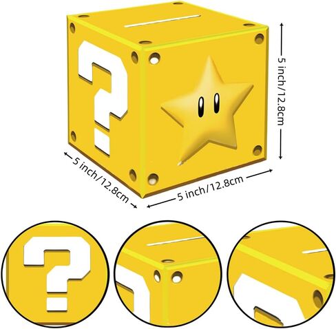 صندوق نقود مفاجئ من Super Bros Mini Question Block، قطعة واحدة من صندوق نقود مفاجئ للنقود مع 30 قطعة من الحقائب الشفافة، لوازم الحفلات المضحكة للهدايا النقدية، لعبة مهرجان عيد الميلاد in Saudi Arabia