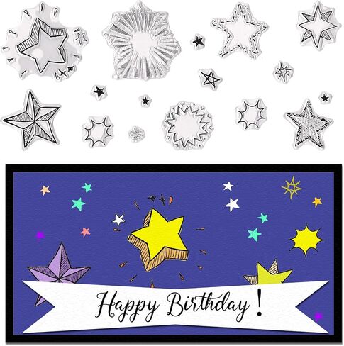 ABTOLS Star Clear Stamps for Card Making, Firework Clear Rubber Stamps Pentagram Silicone Reusable Stamp for DIY Scrapbooking Paper Craft Album Decor in Saudi Arabia