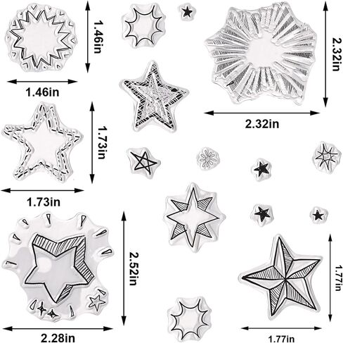 ABTOLS Star Clear Stamps for Card Making, Firework Clear Rubber Stamps Pentagram Silicone Reusable Stamp for DIY Scrapbooking Paper Craft Album Decor in Saudi Arabia