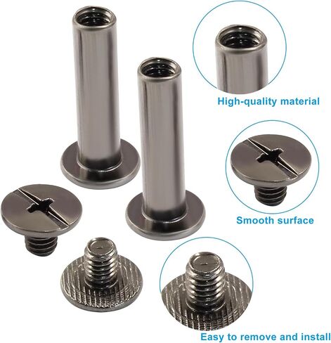 Unlorspy 60 Sets Gun Black Chicago Binding Screws,Chicago Bolts M5 x15mm Round Cross Head Stud Screw for DIY Leather Bookbinding Craft in Kuwait