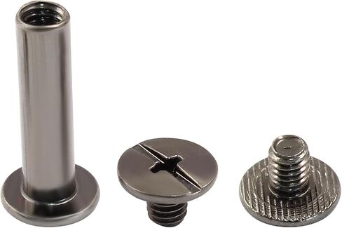 Unlorspy 60 Sets Gun Black Chicago Binding Screws,Chicago Bolts M5 x15mm Round Cross Head Stud Screw for DIY Leather Bookbinding Craft in Kuwait