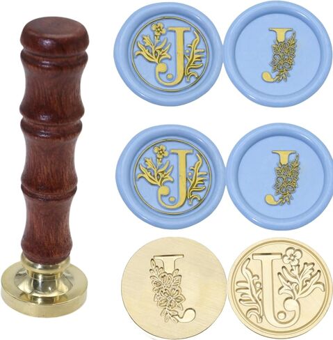 Initial Letter Alphabet J Wax Seal Stamp, 2 Pcs Initial Alphabet L Sealing Wax Stamp Kit with New Pattern, Letter Wax Seal Stamp Set for Wedding Invitation (J) in Saudi Arabia
