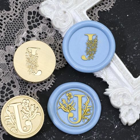Initial Letter Alphabet J Wax Seal Stamp, 2 Pcs Initial Alphabet L Sealing Wax Stamp Kit with New Pattern, Letter Wax Seal Stamp Set for Wedding Invitation (J) in Saudi Arabia