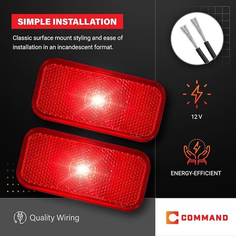 Command Electronics OEM 12V Modern Incandescent RV & Trailer Clearance Light – Made in USA – Amber, White Base – 2-Pack in Kuwait