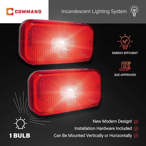Command Electronics OEM 12V Modern Incandescent RV & Trailer Clearance Light – Made in USA – Amber, White Base – 2-Pack in Kuwait