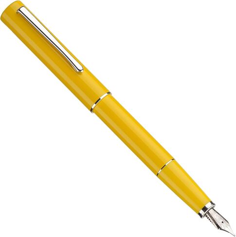 Hongdian C2 Fountain Pen Fine Soft Nib, Lemon Yellow & Classic Retro Design Metal Pen with Ink Converter in Saudi Arabia