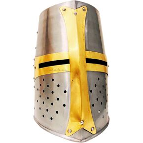 ALADEAN Crusader Knight Templar helmet - Medieval Armor 18g Mild Steel Warrior Armour Helmet LARP Cosplay Costume