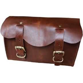 american blue Buffalo Leather Handlebar Saddle Motorcycle Bag Bicycle Tool Bag Leather Travel Accessories Bag Fork Bicycle Accessories Bicycle Carrier (design no 1)