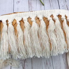 5 Yards Fringe Tassels Trim, Boho Long Fringe Trim, Sewing Fringe Trim for Drapery Curtain Pillow Carpet Lamp Fringe Umbrella Decorative Crafts (Three Knot)