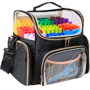 Marker Organizer Case with Dividers Marker Storage Bag for 180 Markers PU Leather Marker Holder for Paint Brushes, Colored Pencils or Other Art Supplies