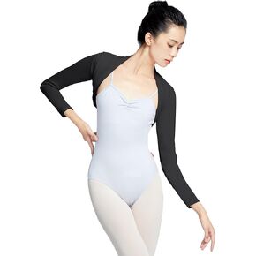 Women Ballet Shrug Long Sleeve Open Front Model Shrug Bolero Shrug Crop Top for Workout/Sport/Dance/Daily