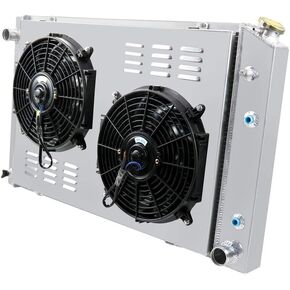 Primecooling 56MM 3 Row Core Aluminum Radiator +2X12" Fan +Shroud for Chevrolet GMC C/K Series Pickup & Trucks 1973-91