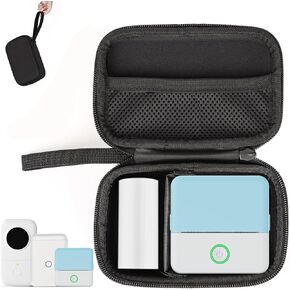 Mini Printer Carrying Case Compatible with Phomemo M02/ T02/ M02S/M02 pro/Q30S/M02X/Ponek T02/Memoking Mini Photo Printer, Mini Thermal Printer Hard Travel Case with Zipper Mesh (Black L)