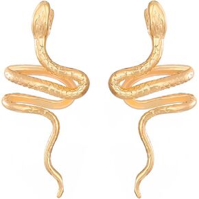 Gold Snake Cartilage Clip On Earrings, Twisted Lightweight Non Piercing Ear Cuff Earrings, Simple Statement Jewelry Gifts for Women
