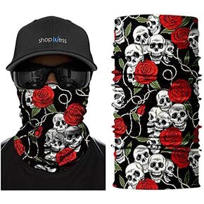 ShopINess Unisex Adult Multifunctional Headband Bandana Neck Gaiter for Motorbike Sport Parties Halloween and Carnival Skull