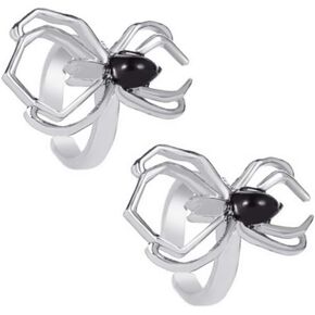 Personality Spider Clip Cuff Earrings No Piercing Clip On Ear Cartilage Earrings for Women Men-Silver