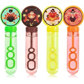 24Pcs Fall Thanksgiving Bubbles Party Favors for Kids, Turkey Bubble Wands Bulk Fall Festival Carnival Prizes Toys Classroom Gifts Thanksgiving Fall Pinata Goodie Bag Stuffers Treats for Kids Boy Girl