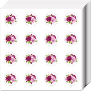 CREATCABIN 128Pcs 8 Sheets Small Rose Sticker Flower Planner Stickers Self-Adhesive Waterproof Plant Decoration Decals Plastic Planner Stickers for DIY Scrapbooking Envelope Helmet Crafts 0.98Inch