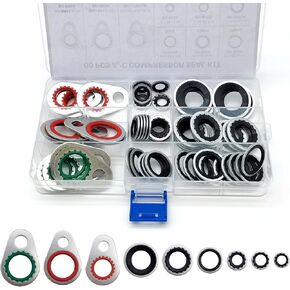 60 PCS Car Air Conditioning Compressor Gasket Assortment Set, Multi-specification A/C System Seals, Tight Fitting Leak-proof Gasket Replacement, Universal for Most Cars (Multicolored)