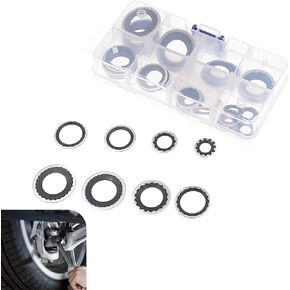 30 PCS Car Air Conditioning Compressor Gasket Assortment Combination Set, Transparent Box to Store 6 Specifications of Alloy Cooling Pump Seals, Replacement Modification Parts (Black)