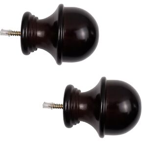 Antrader 2 Pcs Curtain Rod Cap Finials,Window Curtain Rod Cap Ball Design Window Curtain Rod End Plug with Fixing Screw,White
