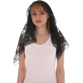 Sither Lace Veil for Women Mantilla Catholic Church Large Veil Wedding Halloween Floral Lace Veil for Party