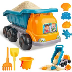 Beach Toys - Beach Dump Truck Kids Sand Toys with Sand Truck,Beach Bucket,Sand Shovel,Sand Molds,Toddler Beach Toys - Sandbox Toys Beach Toys for Toddlers 1-3,Gardening Toys