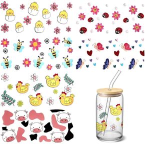 6 Sheets UV DTF Cup Wraps Transfer Stickers for Glass, Cartoon Cup Wraps Decal Stickers for Tumbler Cups (Superhero)