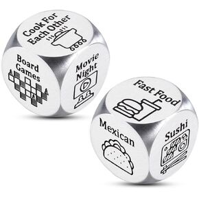Santa Swap Gift Exchange Dice Stocking Stuffers for Women Men, Anniversary Steel Decision Dice Gifts for Couples Boyfriend Girlfriend Husband Wife White Elephant Gifts for Adults Christmas Gift Ideas
