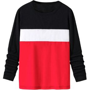 Boy's Color Block Long Sleeve T Shirt Crew Neck Casual Fall Tee Tops Pullovers