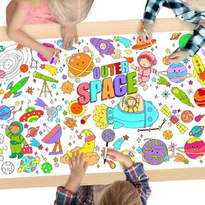 Kids Birthday Party Giant Coloring Poster - 31.5x72 Inch - Versatile Classroom Coloring Banner - Toddler Drawing paper tablecloth - Coloring Table Cover for School Parties and Special Events(Birthday)