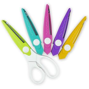 Decorative Paper Edge Scissors, Craft Scissors Wavy Edge, 5 Pairs Zig Zag Edges with 1 Pair of Switchable Handles, Great for DIY Paper Cutting, Scrapbooking, Paper Quilling and Kids Crafts