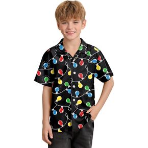 BesserBay Boys Christmas Ugly Short Sleeve Button Down Hawaiian Shirt 4-14 Years