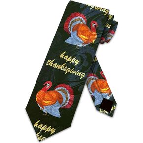 Steven Harris Happy Thanksgiving Turkey Neckties Mens tie