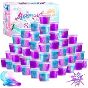 48pack Galaxy Mermaid Slime,Soft and Bouncy Non-Sticky Slime Party Gifts for Girls and Boys,Super Soft Sludge Toy,Girls & Boys Galaxy Mermaid Slime,Easter Basket Stuffers